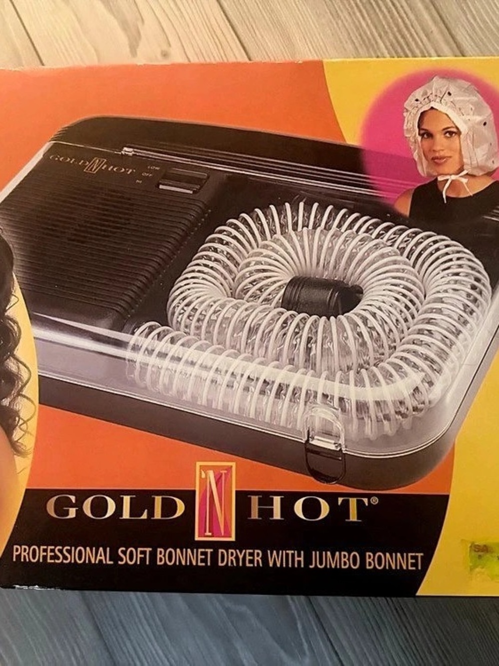 Gold N Hot Professional Soft Bonnet Dryer with Jumbo Bonnet Black & Orange